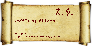 Krátky Vilmos névjegykártya